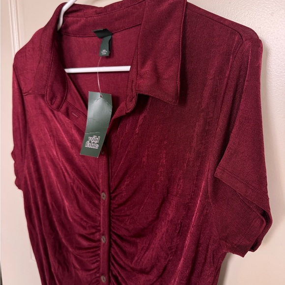 Wild Fable Red Ruched Polo Collar Dress - Picture 3 of 5